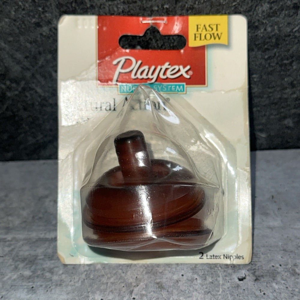 Vintage Playtex Natural Action Flat Top Latex Baby Bottle Nipples Fast Flow  (D)
